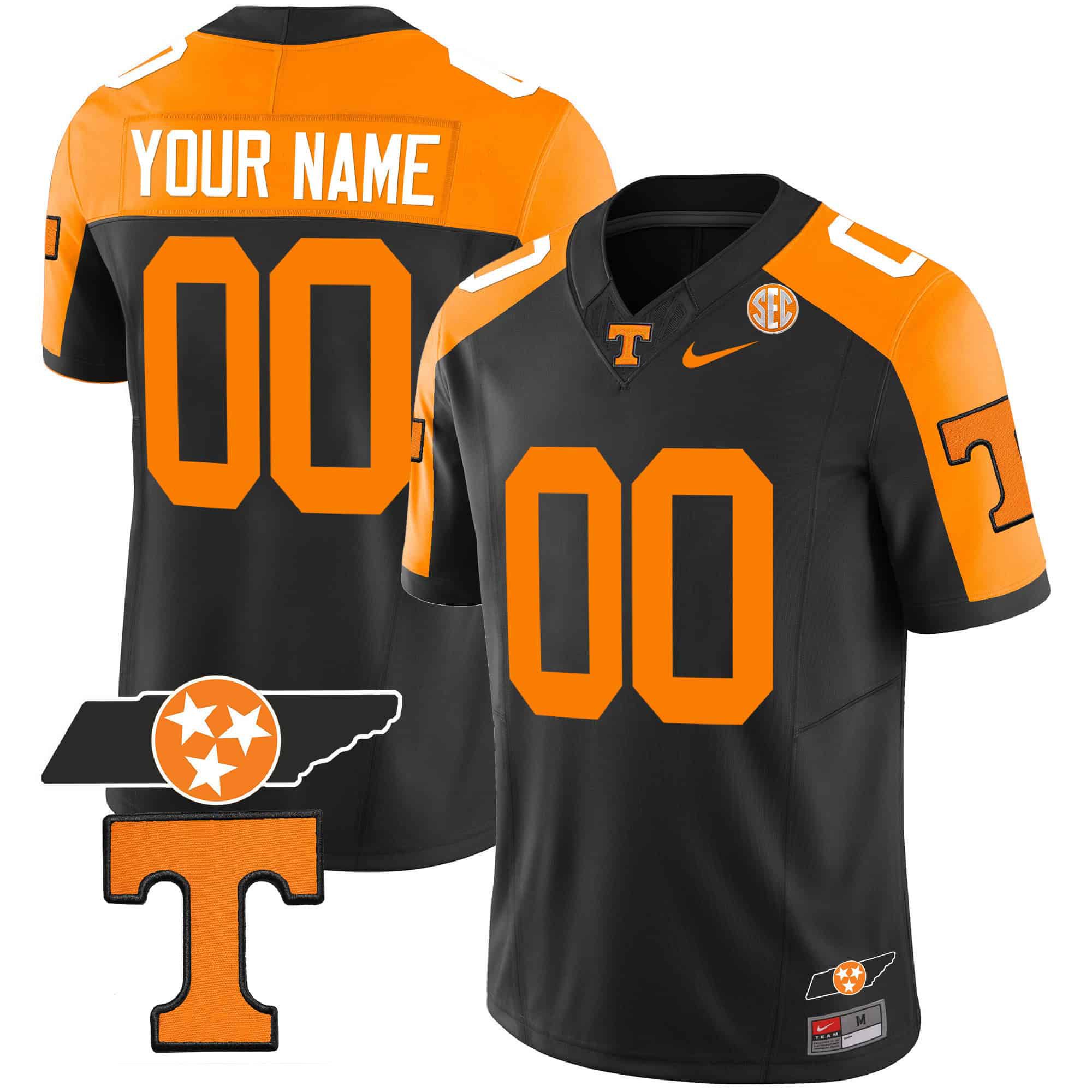 Men Tennessee Volunteers Black 2024 Nike Checkerboard & Alternate Custom NCAA Jersey style 2->customized nfl jersey->Custom Jersey